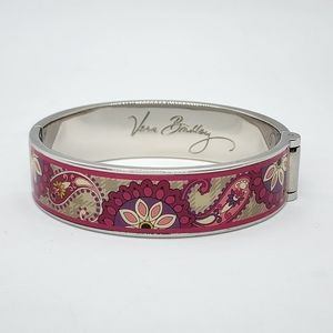 Vera Bradley Paisley Meets Plaid Bangle Bracelet Floral hinged cuff